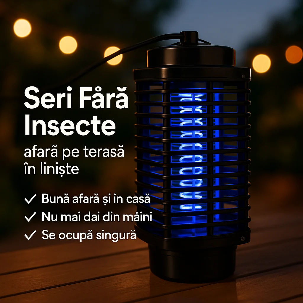 Lampă cu Lumină Ultravioletă Anti Insecte pentru Casă și Curte