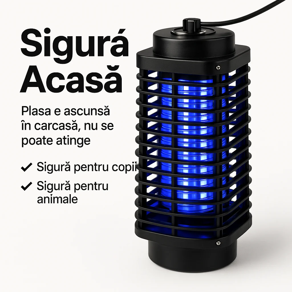 Lampă cu Lumină Ultravioletă Anti Insecte pentru Casă și Curte