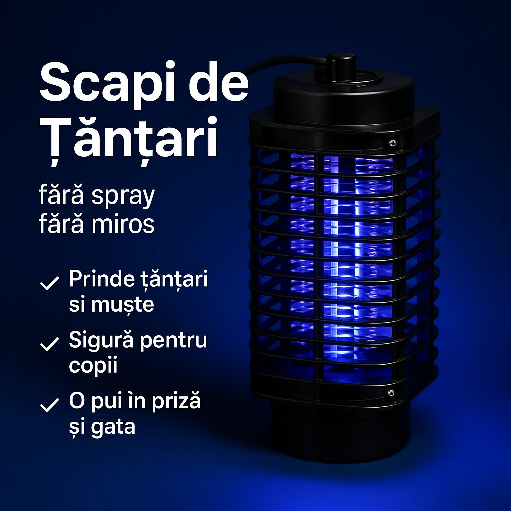 Lampă cu Lumină Ultravioletă Anti Insecte pentru Casă și Curte