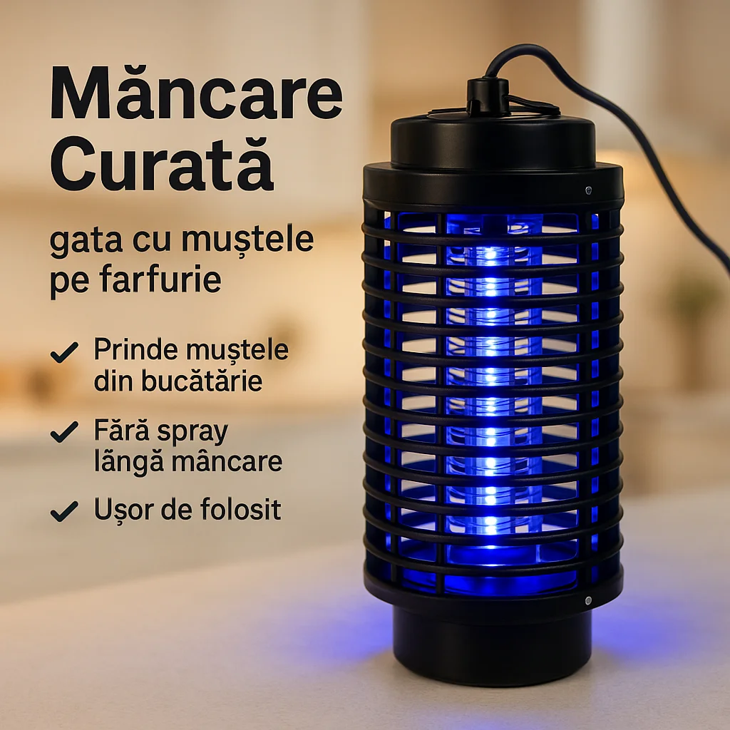 Lampă cu Lumină Ultravioletă Anti Insecte pentru Casă și Curte
