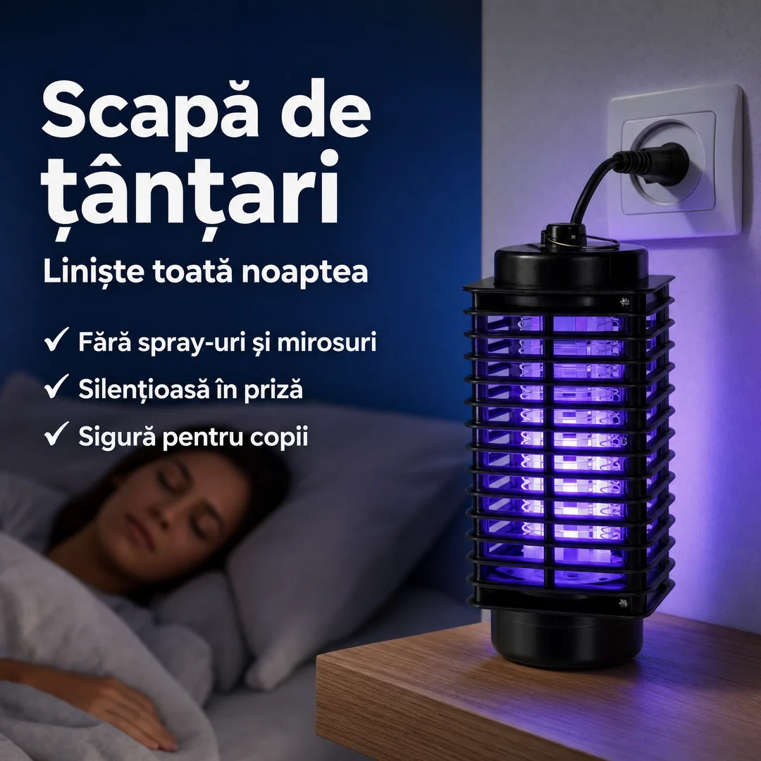 Lampă cu Lumină Ultravioletă Anti Insecte pentru Casă și Curte