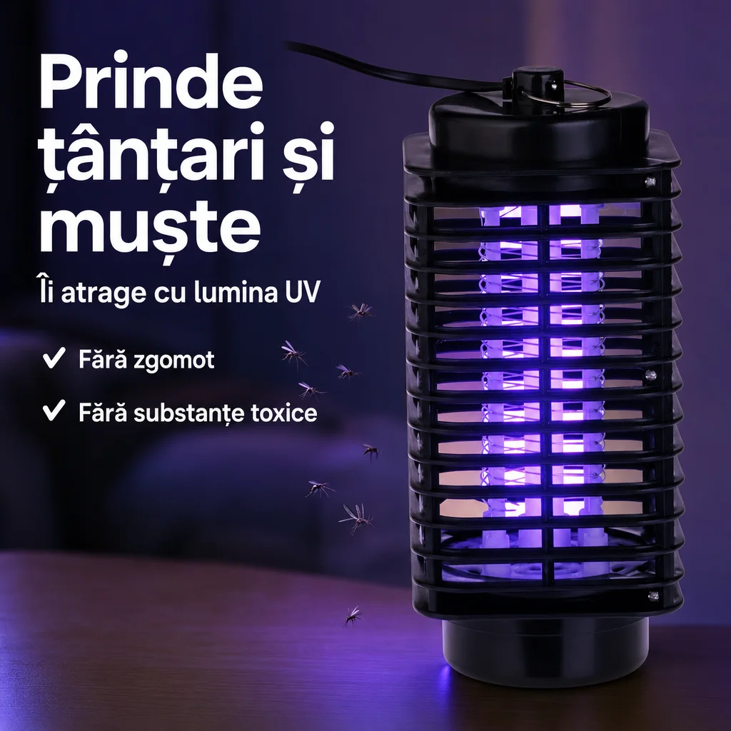 Lampă cu Lumină Ultravioletă Anti Insecte pentru Casă și Curte