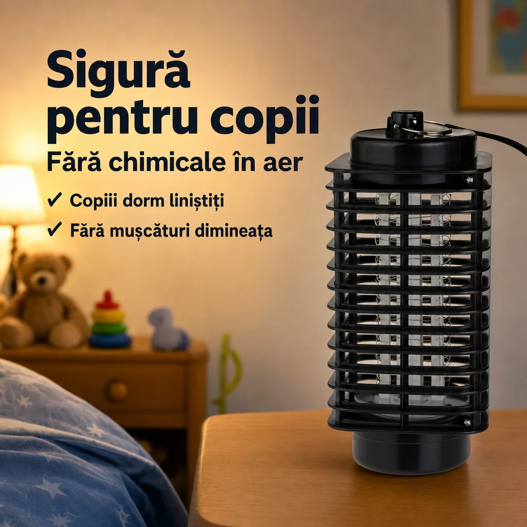 Lampă cu Lumină Ultravioletă Anti Insecte pentru Casă și Curte