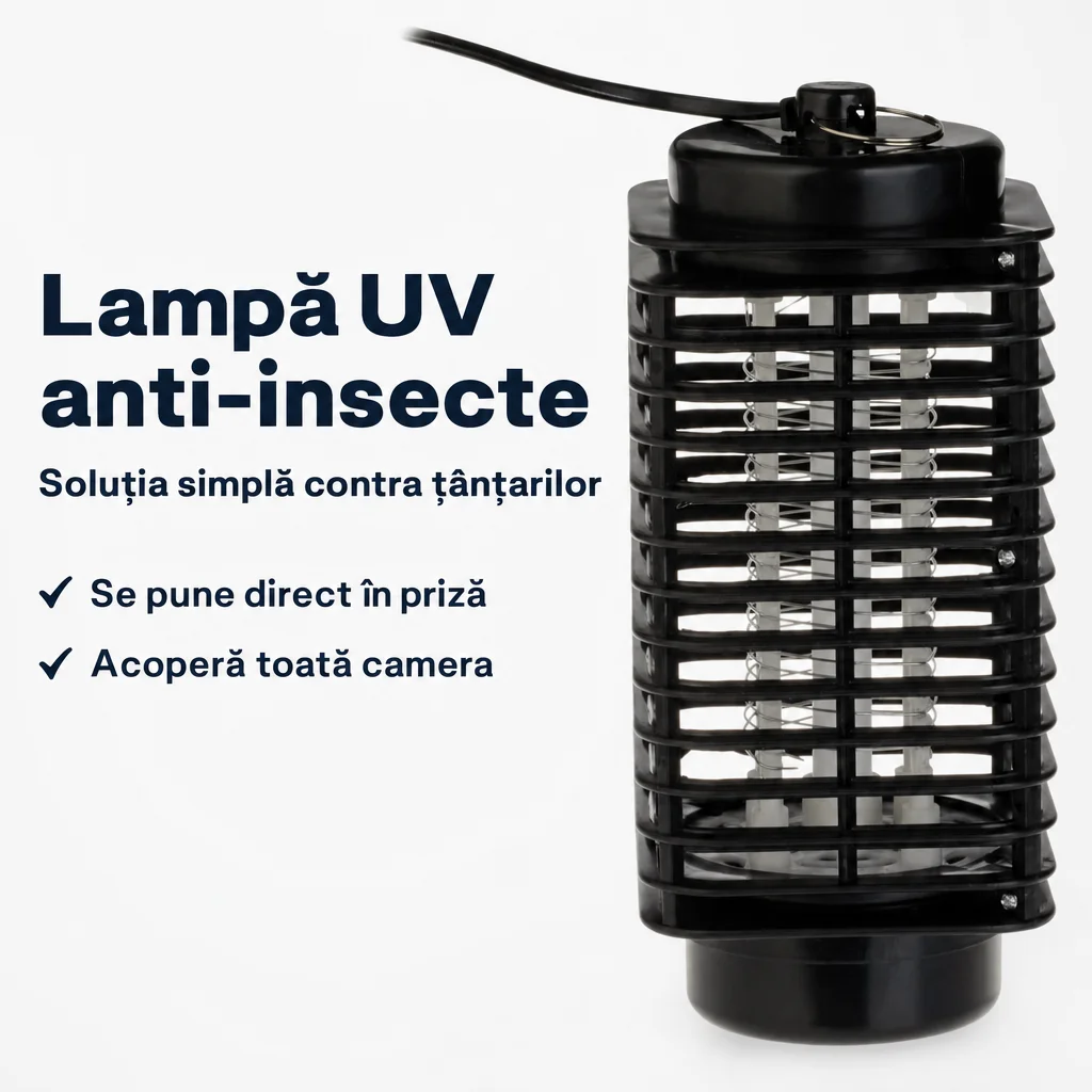 Lampă cu Lumină Ultravioletă Anti Insecte pentru Casă și Curte